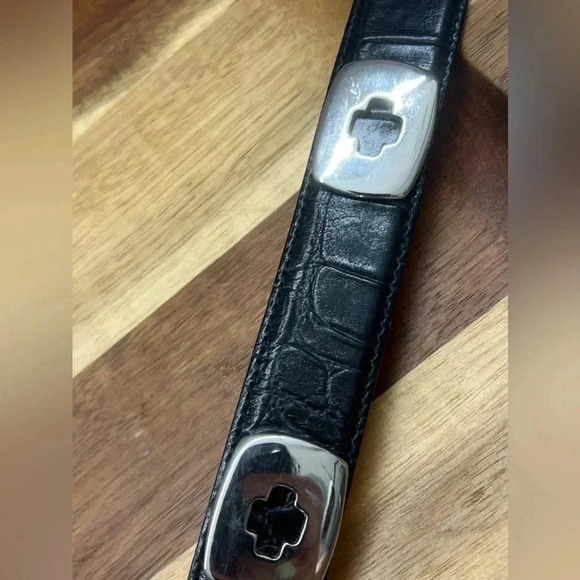 HAROLD POWELL Black Concho Leather Belt - SZ Medium - MADE IN ITALY - Picture 9 of 15